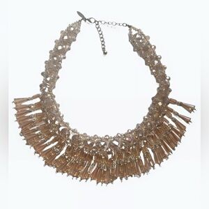 Natasha Beaded Statement Necklace Champagne Crystal Collar